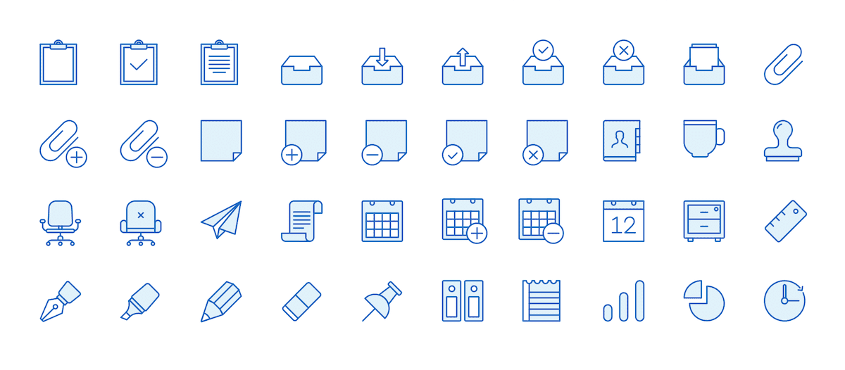 Monochrome Icons - 12 Office